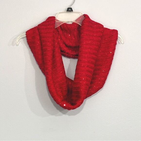 Noelle The Sparkle | Infinity Red Winter Sequin Scarf - Picture 1 of 8